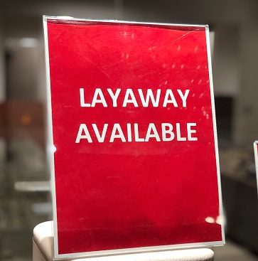 Layaway available sign.